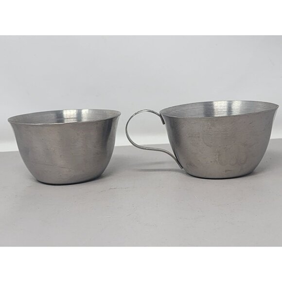 Vintage Metal Sugar & Creamer Set With Butterflies On Handle - Picture 2 of 7